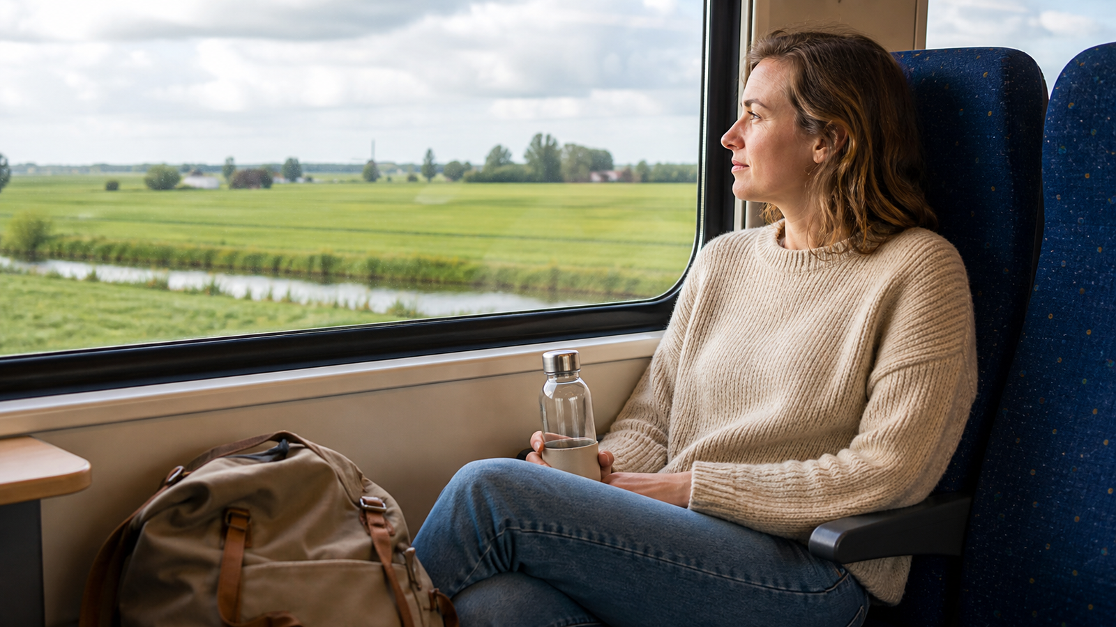 Comfortabele treinreis door het Nederlandse landschap