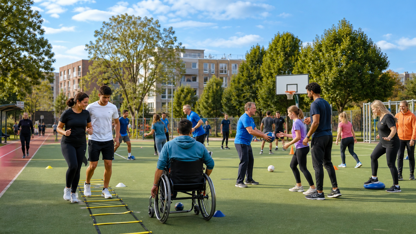 Inclusieve sportinstuif met verschillende activiteiten en vrijwillige coaches